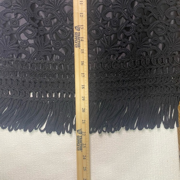 Whimsigoth Mini Pencil SkirtCrochet Lace Fringe Witchy Coquette Mob Wife 2 Black - Picture 4 of 9